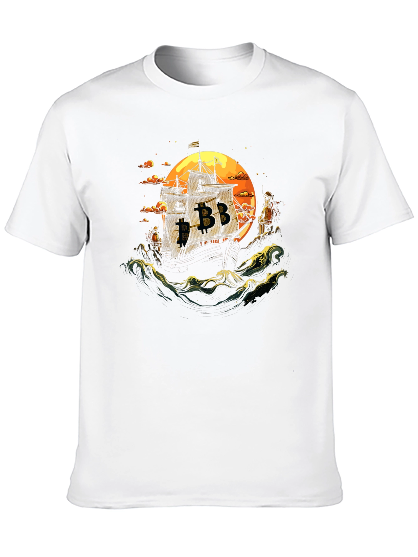 Bitcoin Pirate Ship Black T-Shirt