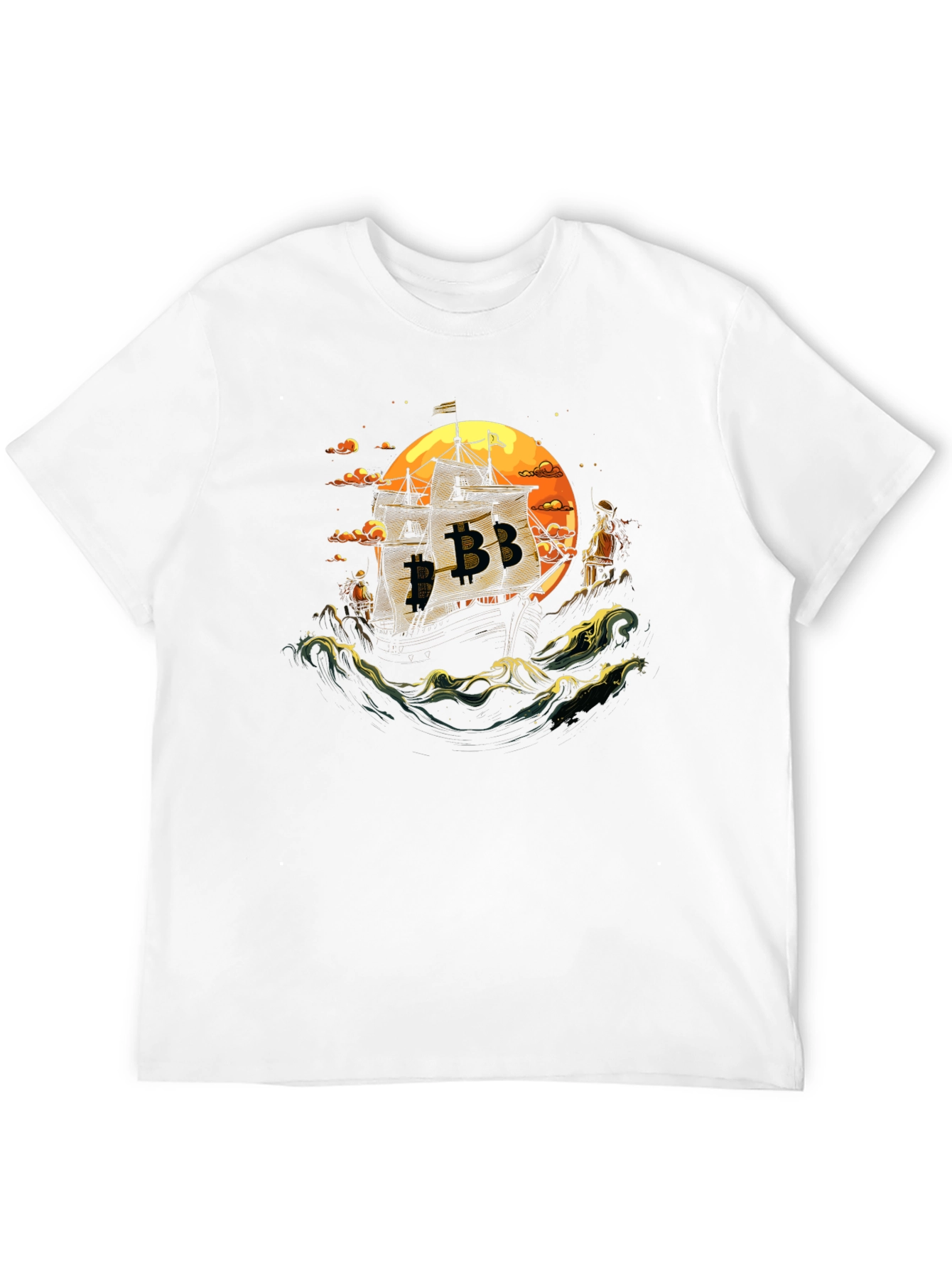 Bitcoin Pirate Ship Black T-Shirt