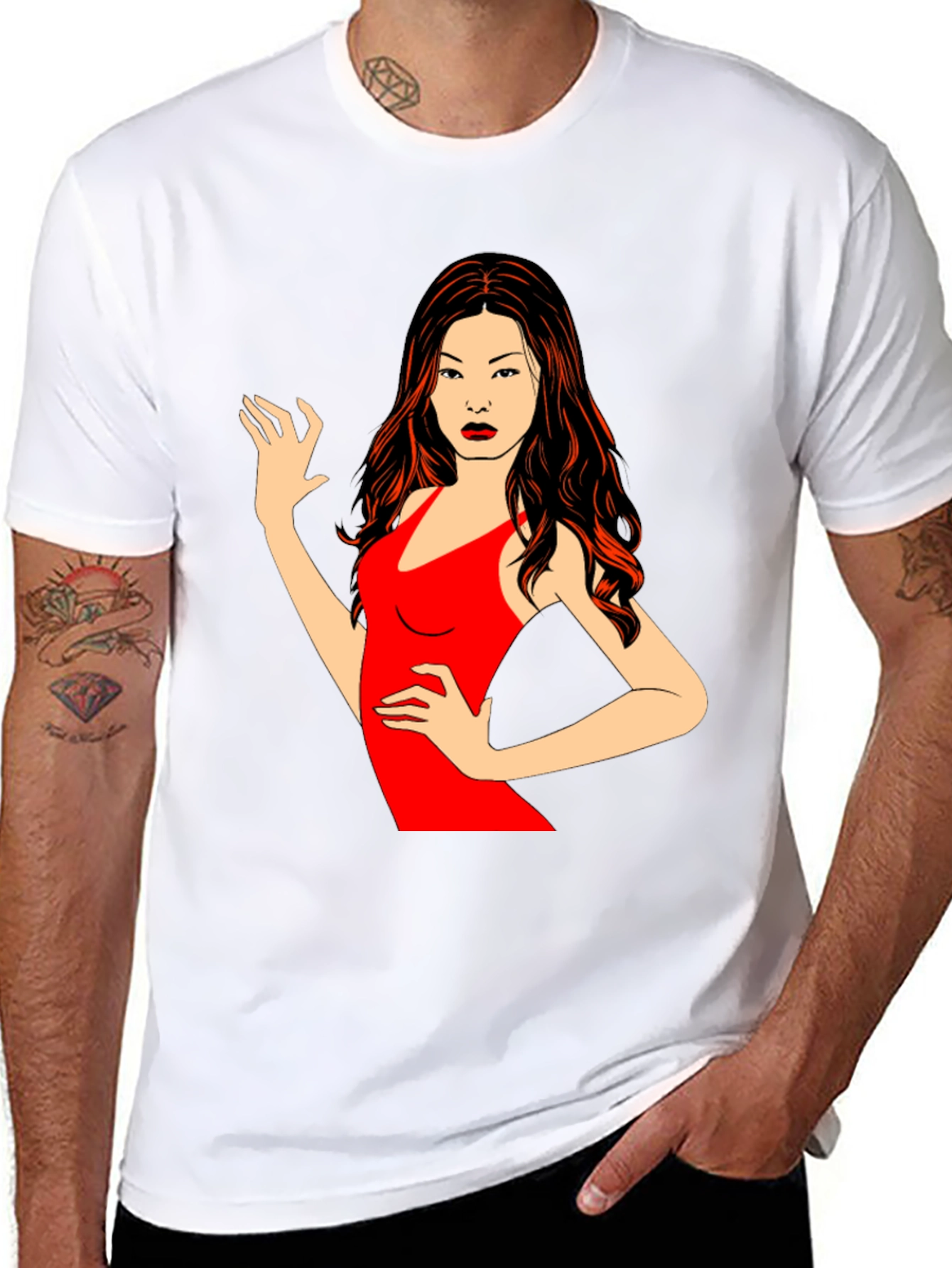 Black T-Shirt with Woman Graphic