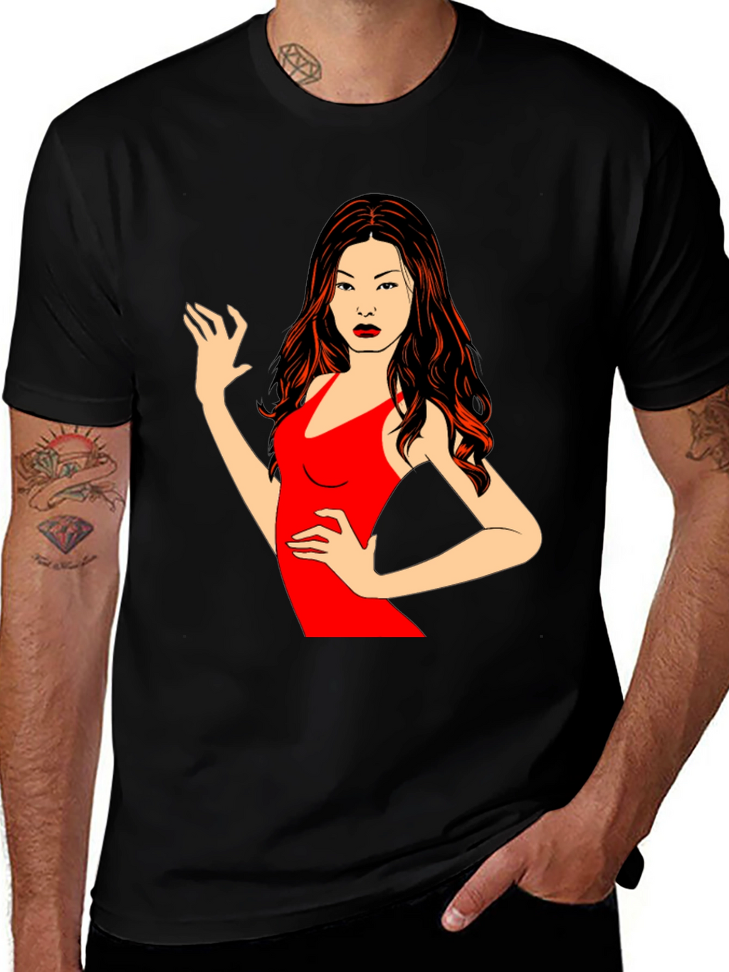 Black T-Shirt with Woman Graphic