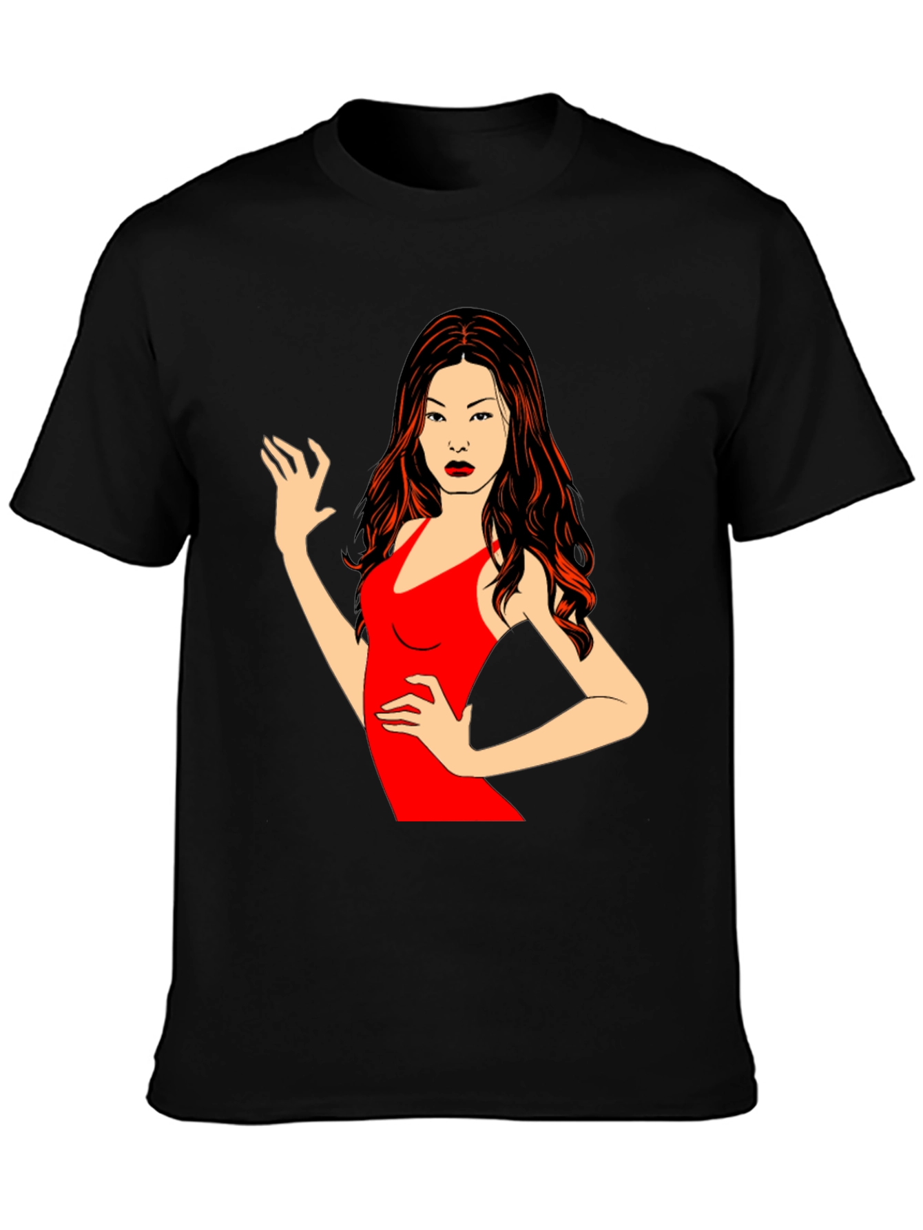 Black T-Shirt with Woman Graphic