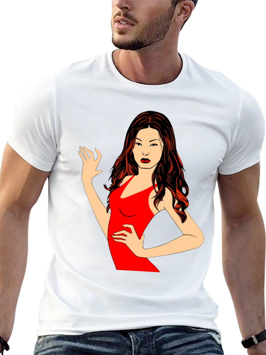 Black T-Shirt with Woman Graphic
