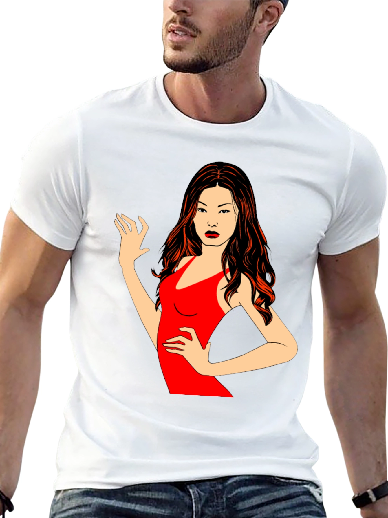 Black T-Shirt with Woman Graphic