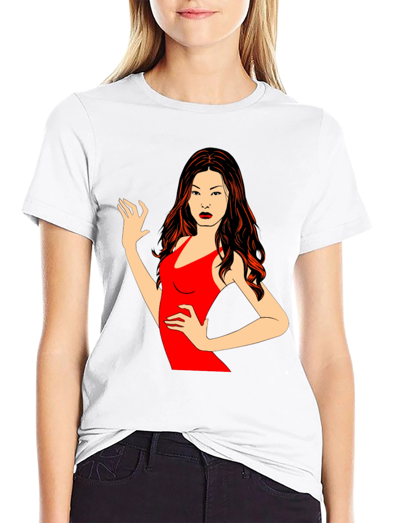 Black T-Shirt with Woman Graphic