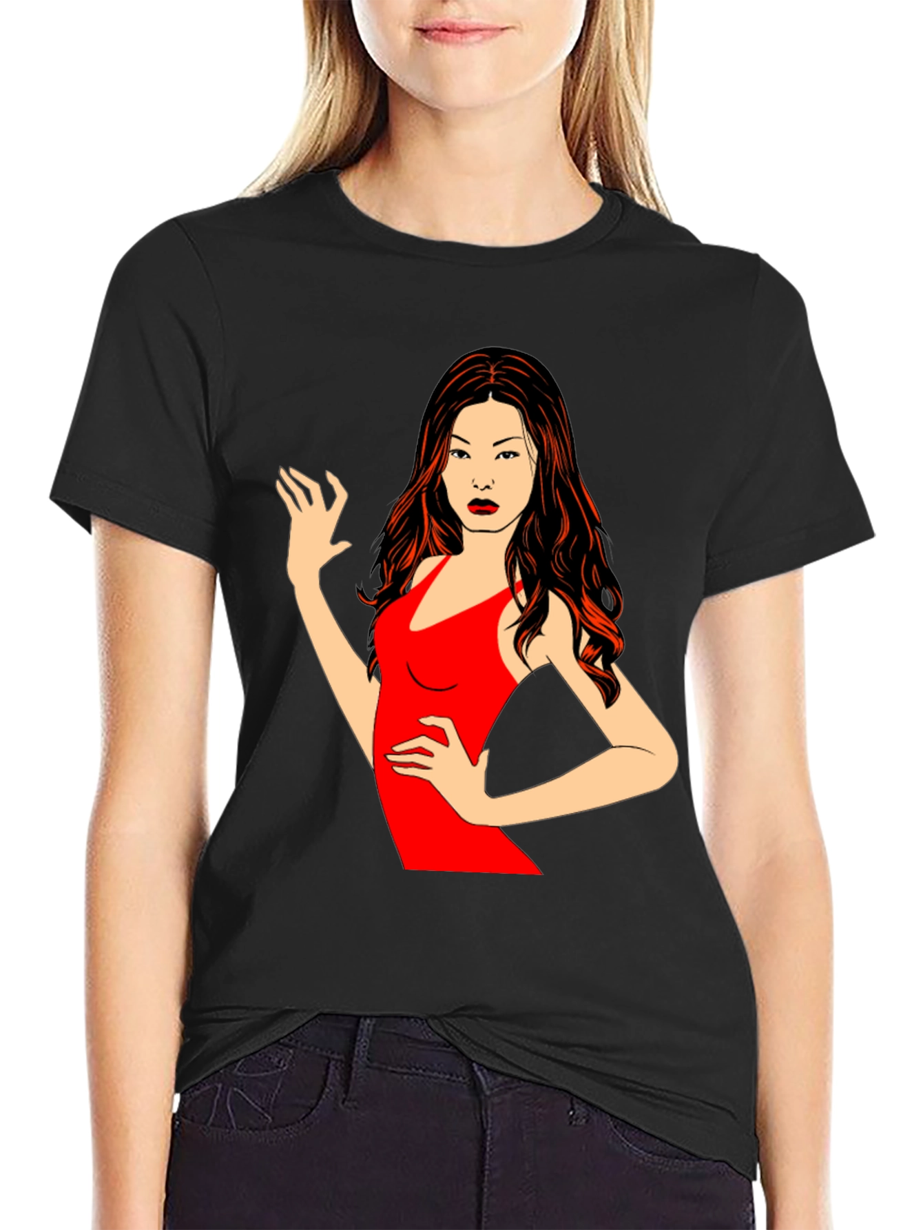 Black T-Shirt with Woman Graphic