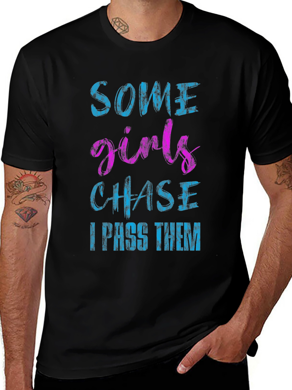 Funny Some Girls Chase Black Graphic Tee