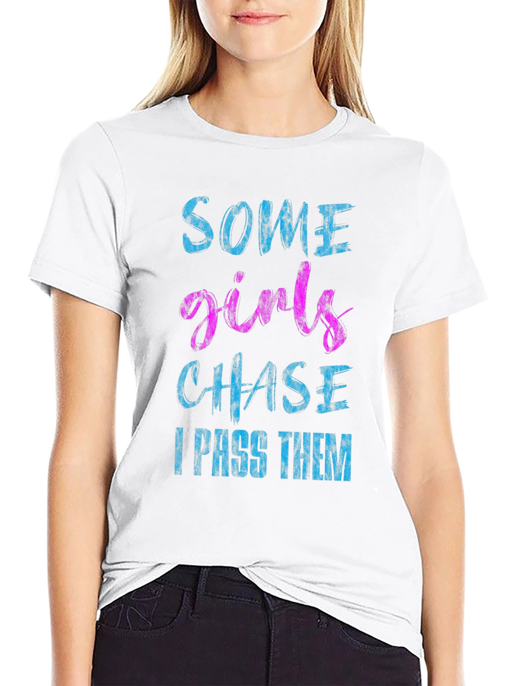 Funny Some Girls Chase Black Graphic Tee