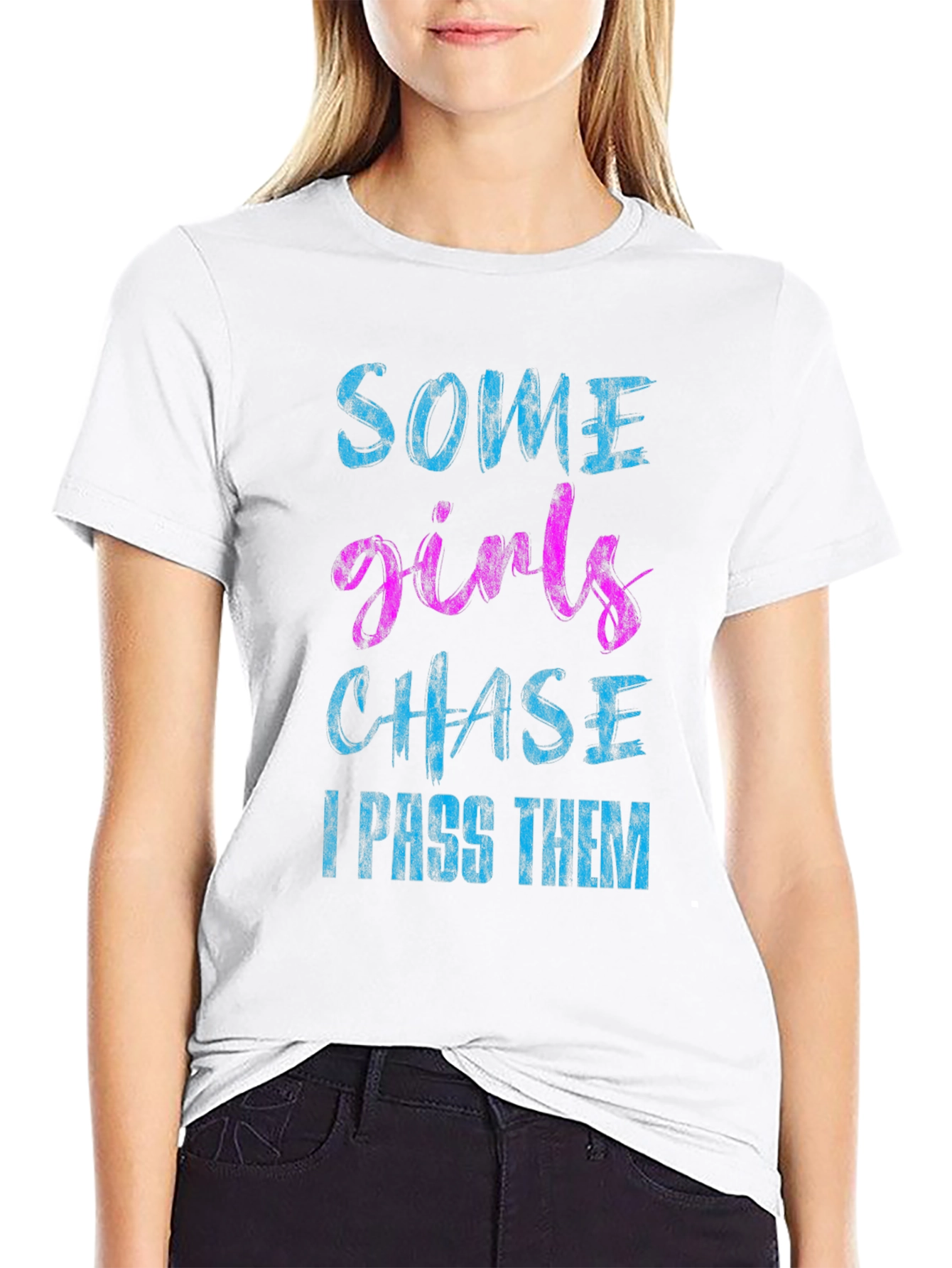 Funny Some Girls Chase Black Graphic Tee