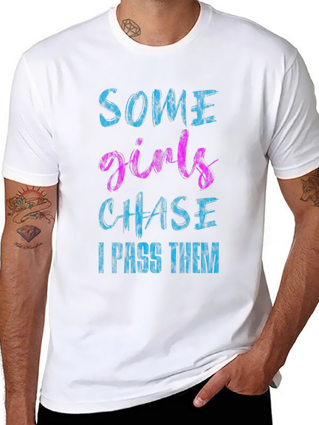 Funny Some Girls Chase Black Graphic Tee