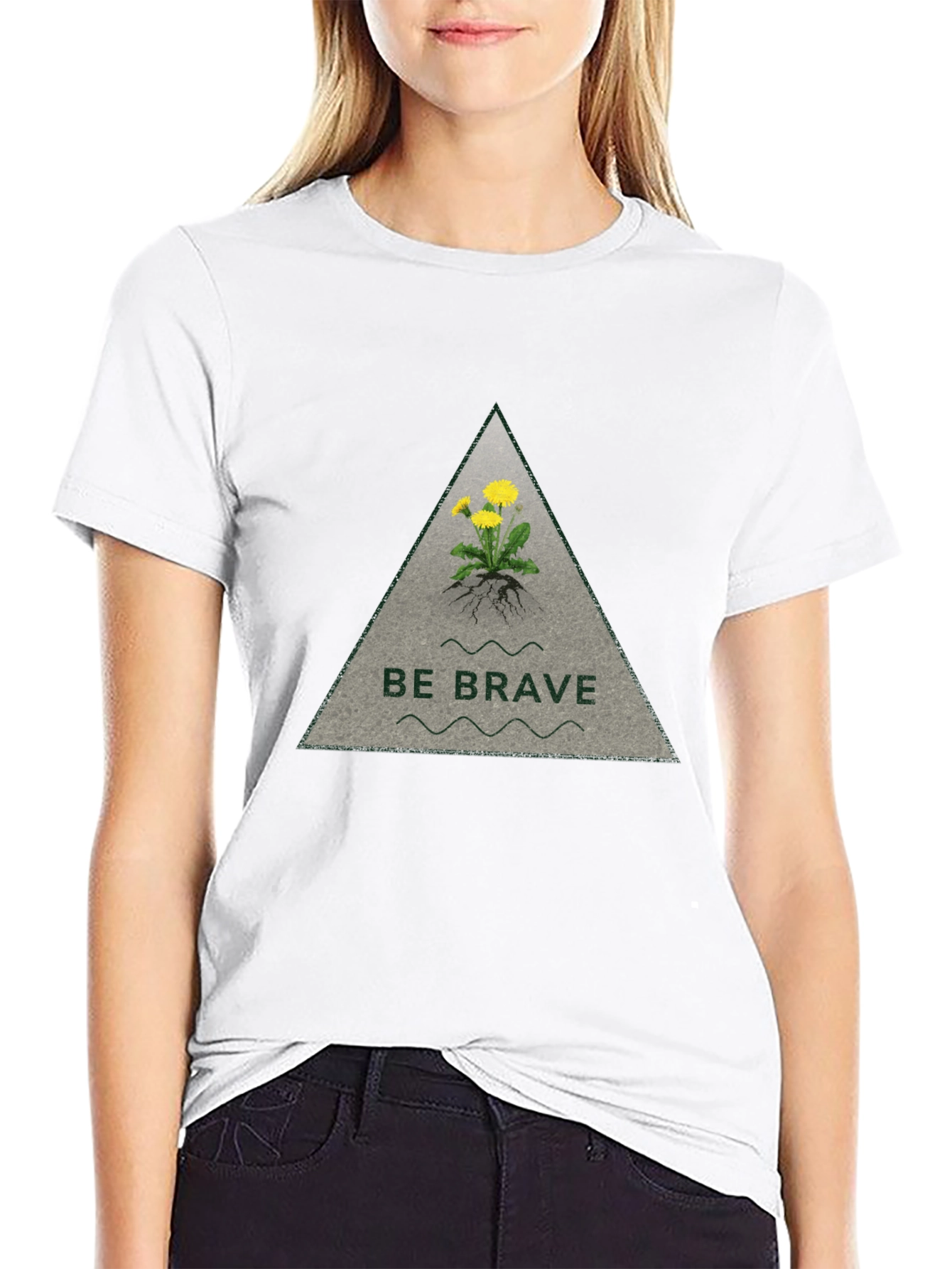Be Brave Dandelion Graphic Tee - Black