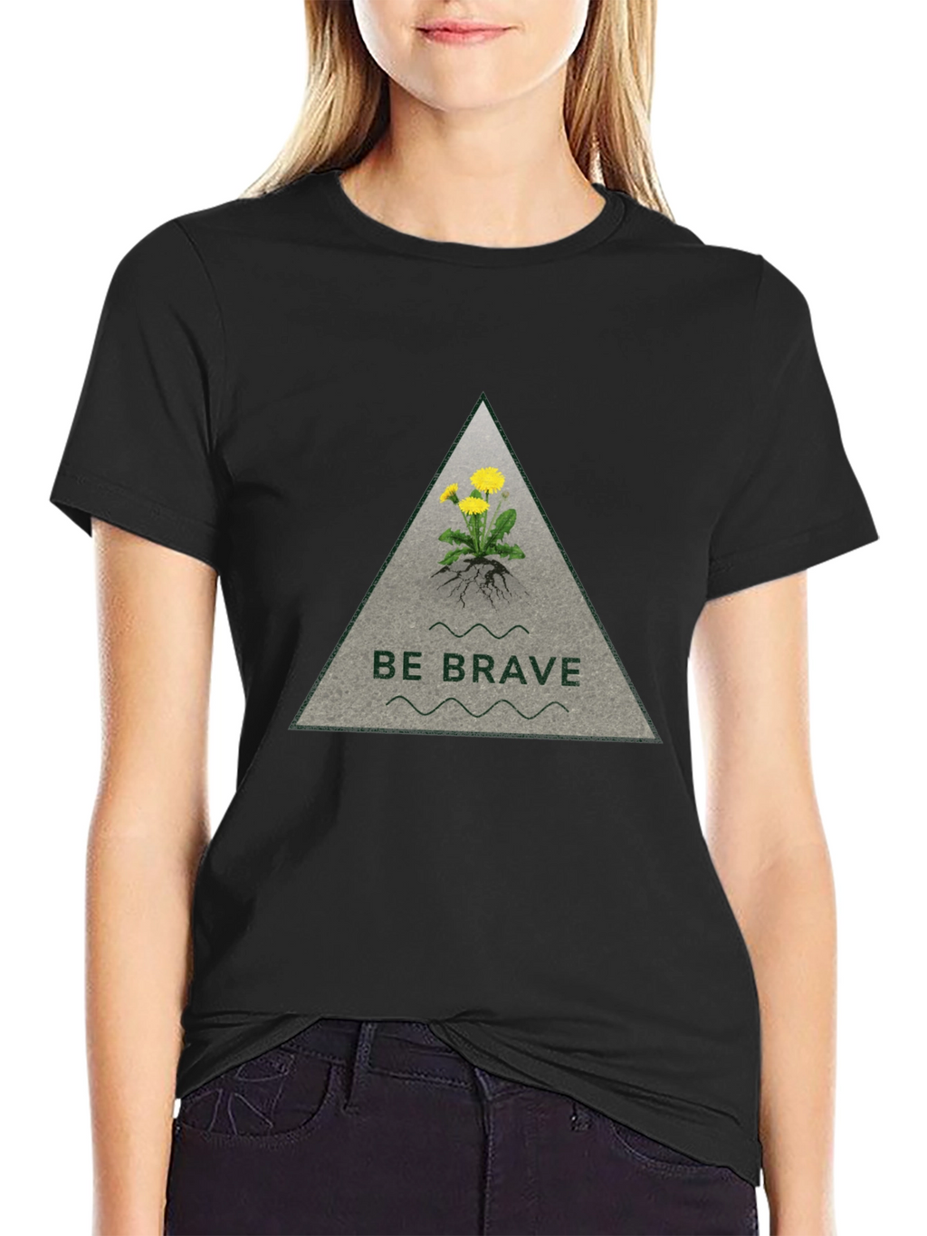 Be Brave Dandelion Graphic Tee - Black