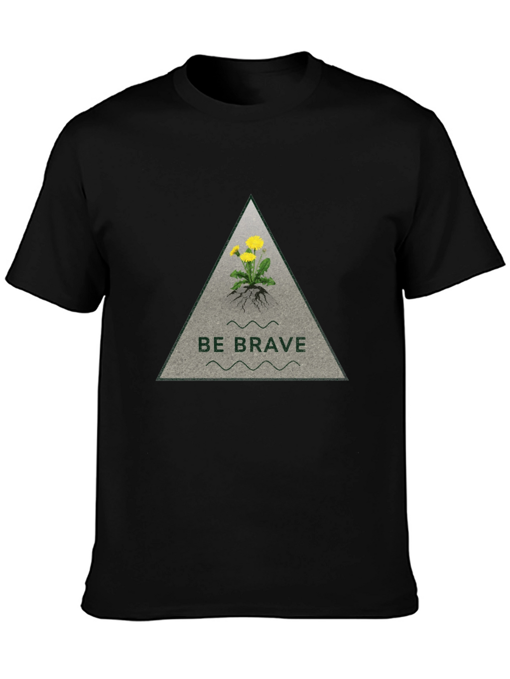 Be Brave Dandelion Graphic Tee - Black