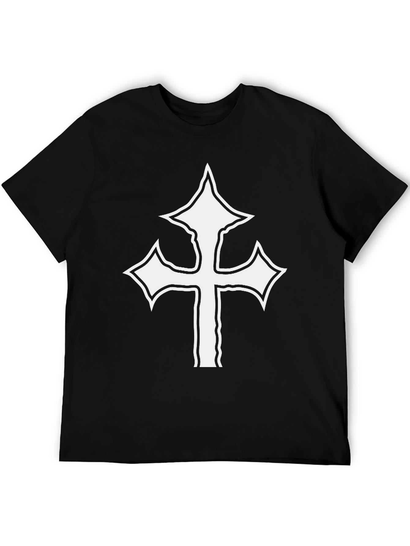 Bold Cross Graphic Tee - Black Cotton Shirt