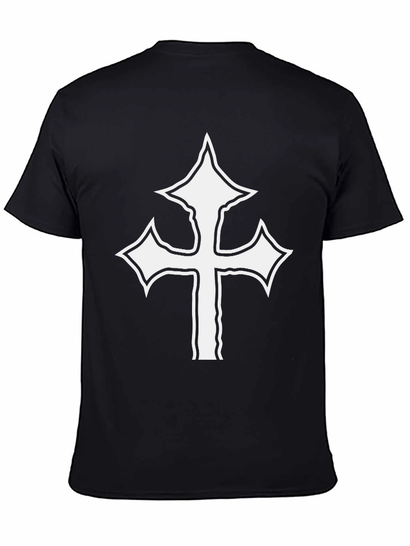 Bold Cross Graphic Tee - Black Cotton Shirt