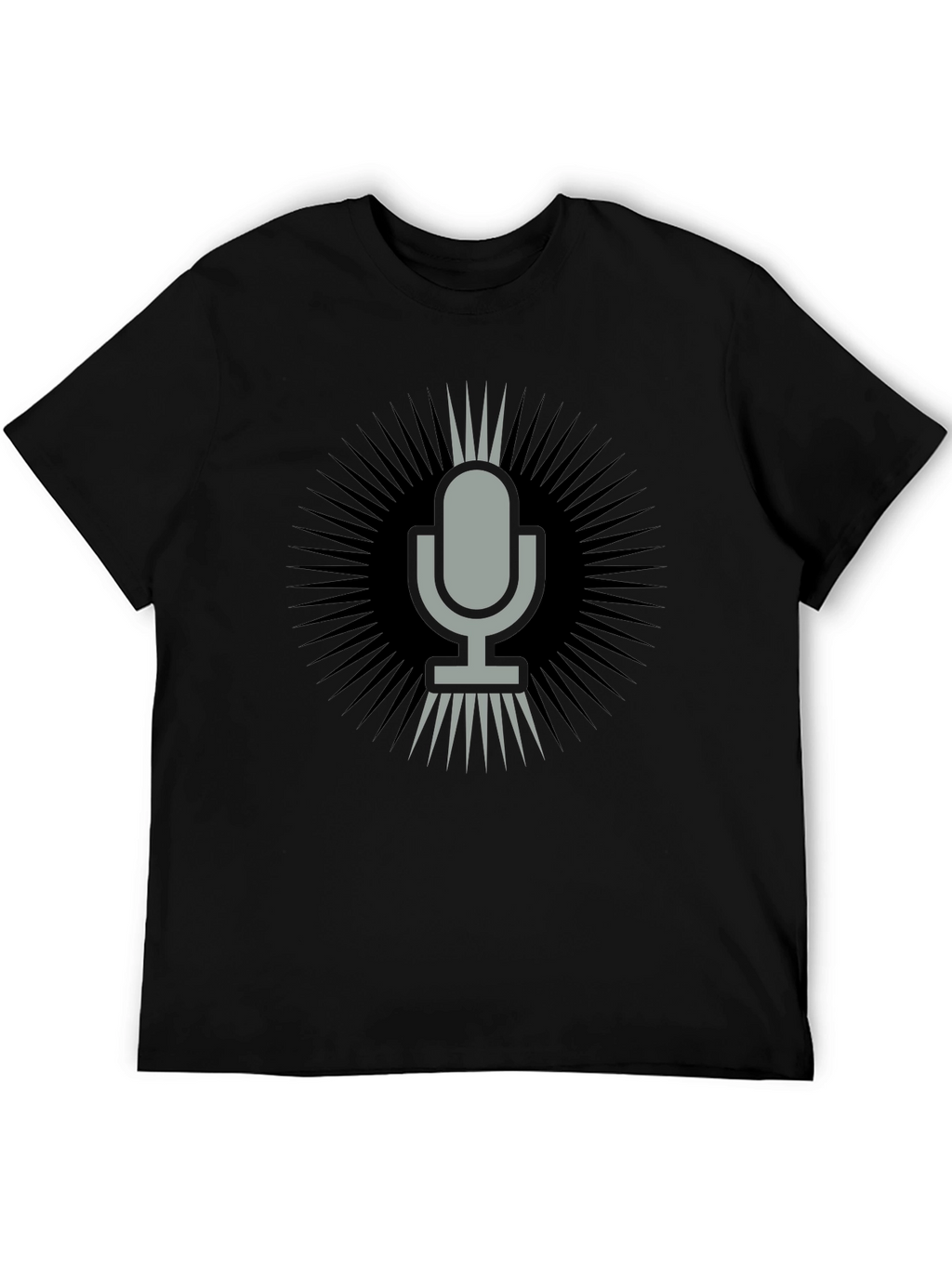 Retro Microphone Graphic Tee - Black