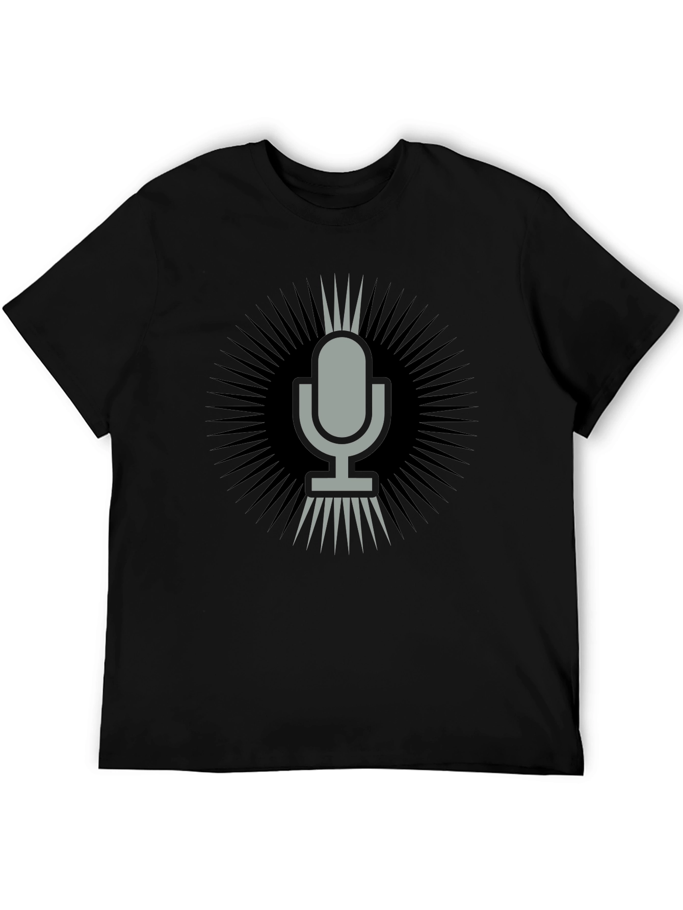 Retro Microphone Graphic Tee - Black