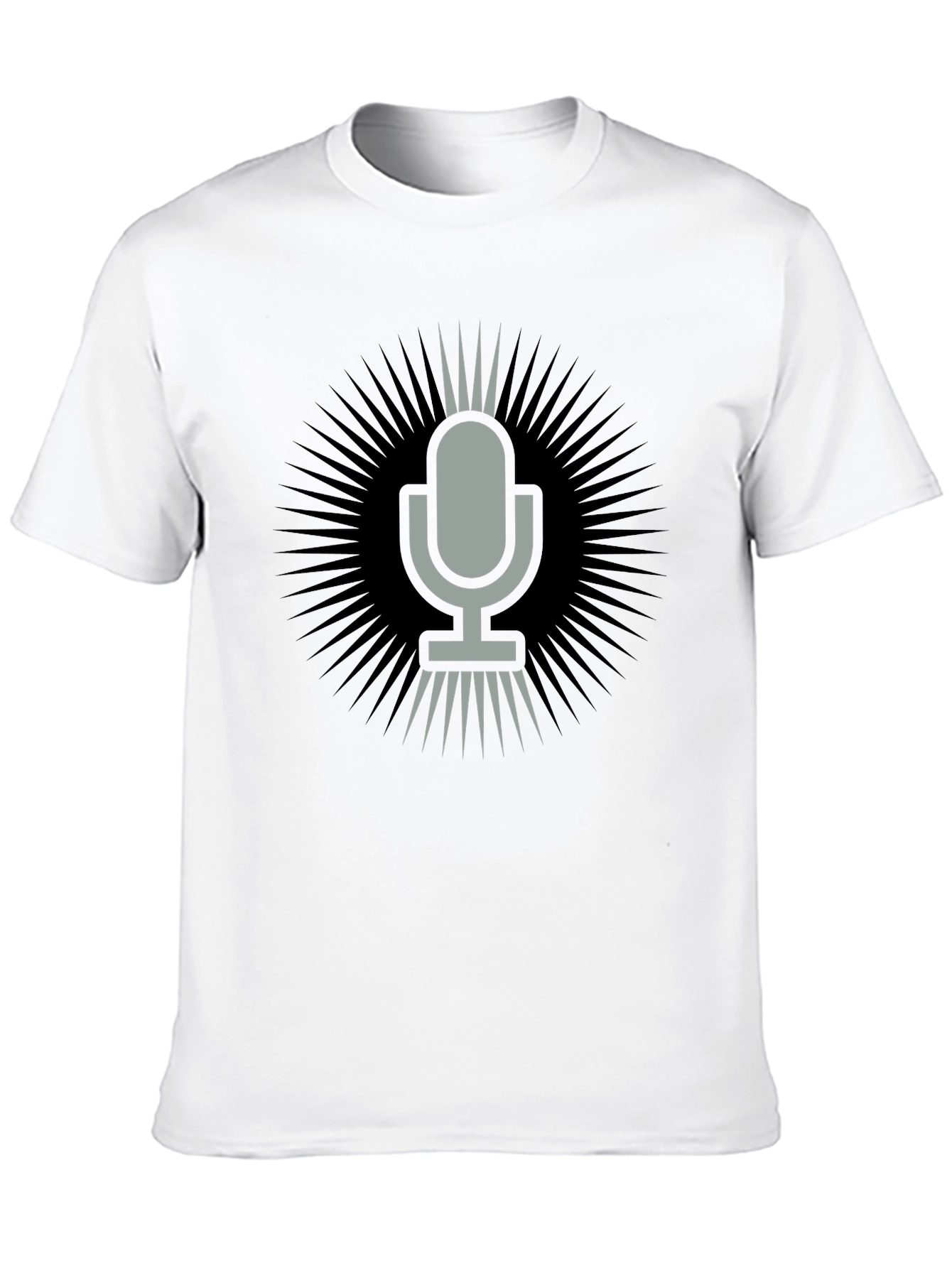 Retro Microphone Graphic Tee - Black