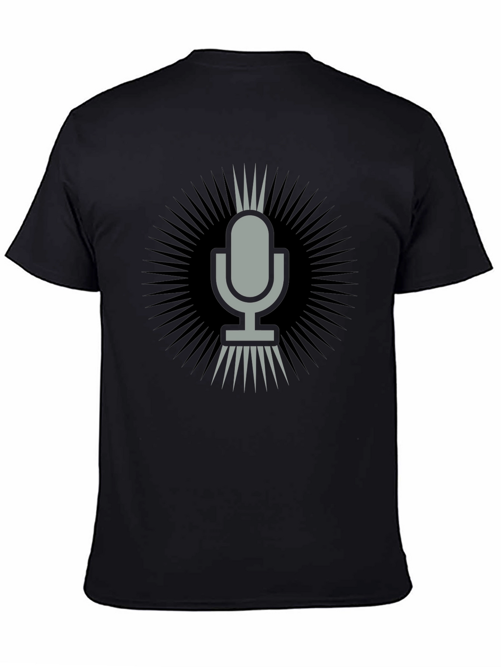 Retro Microphone Graphic Tee - Black