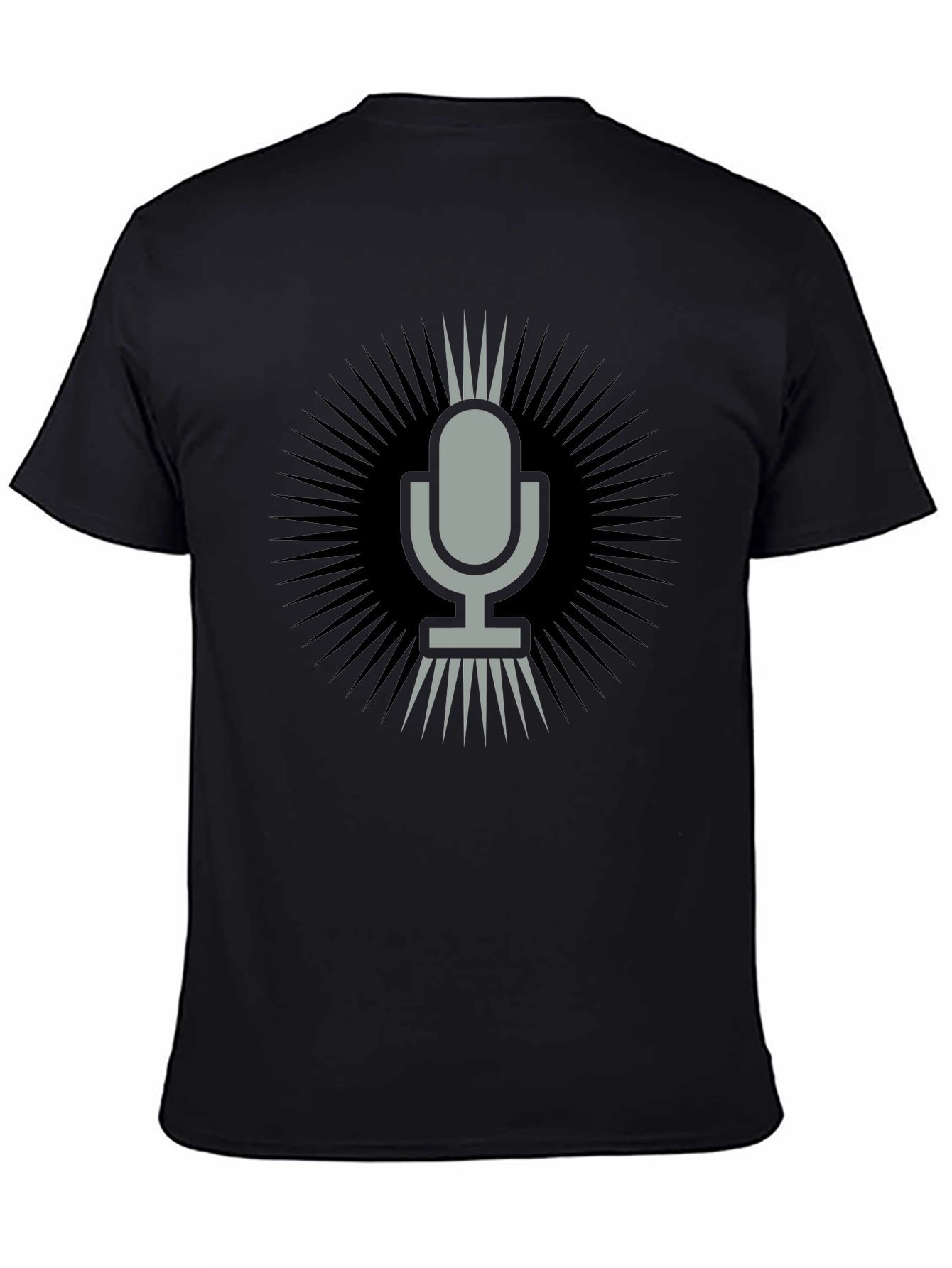 Retro Microphone Graphic Tee - Black