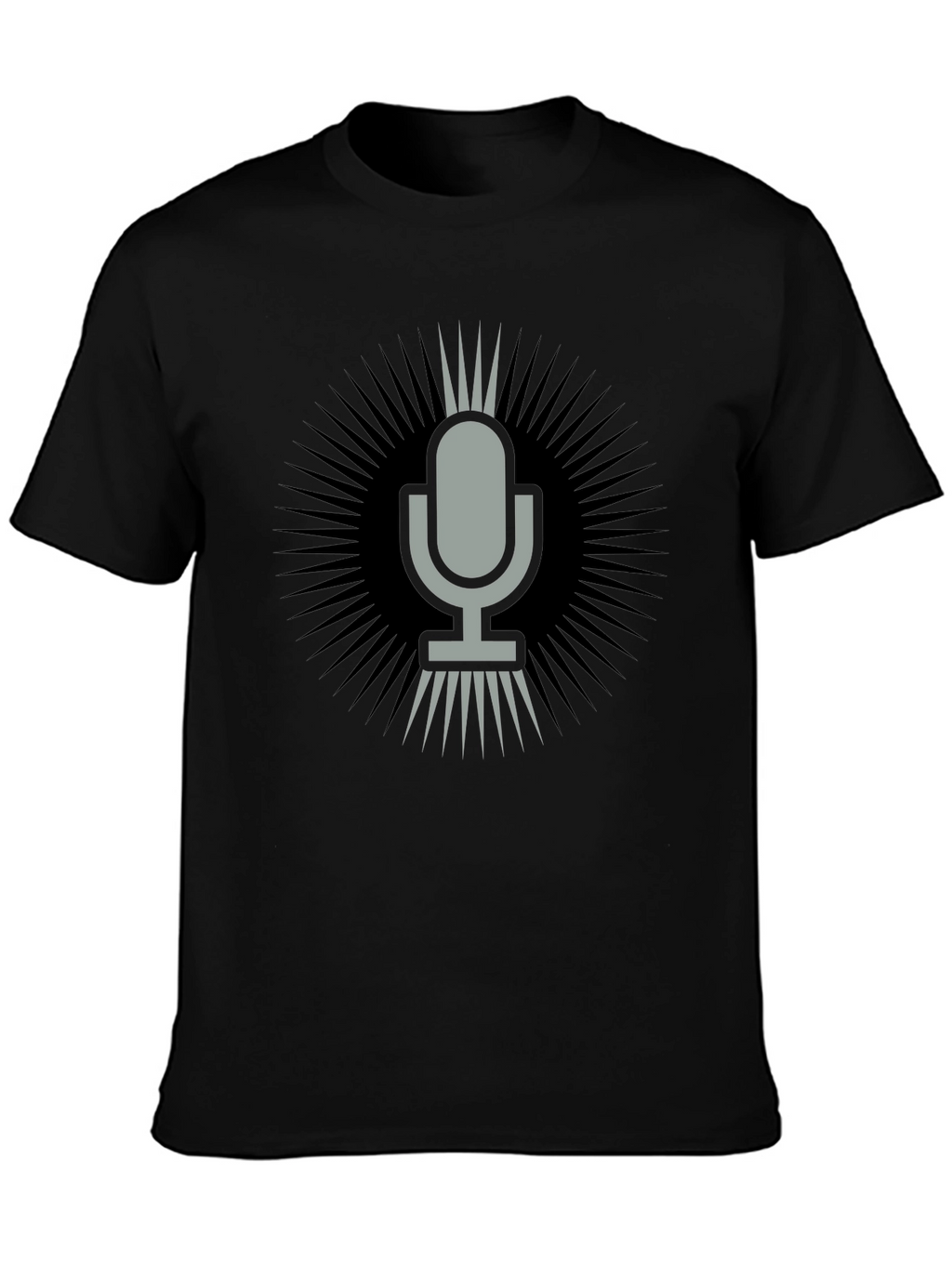 Retro Microphone Graphic Tee - Black