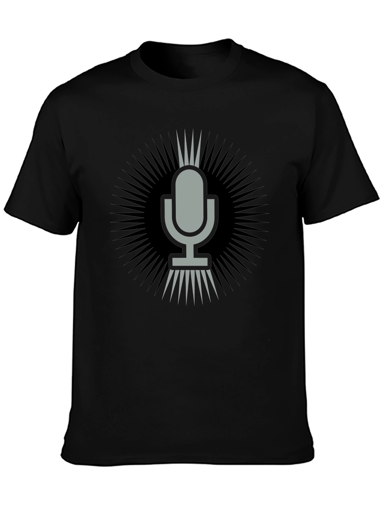 Retro Microphone Graphic Tee - Black