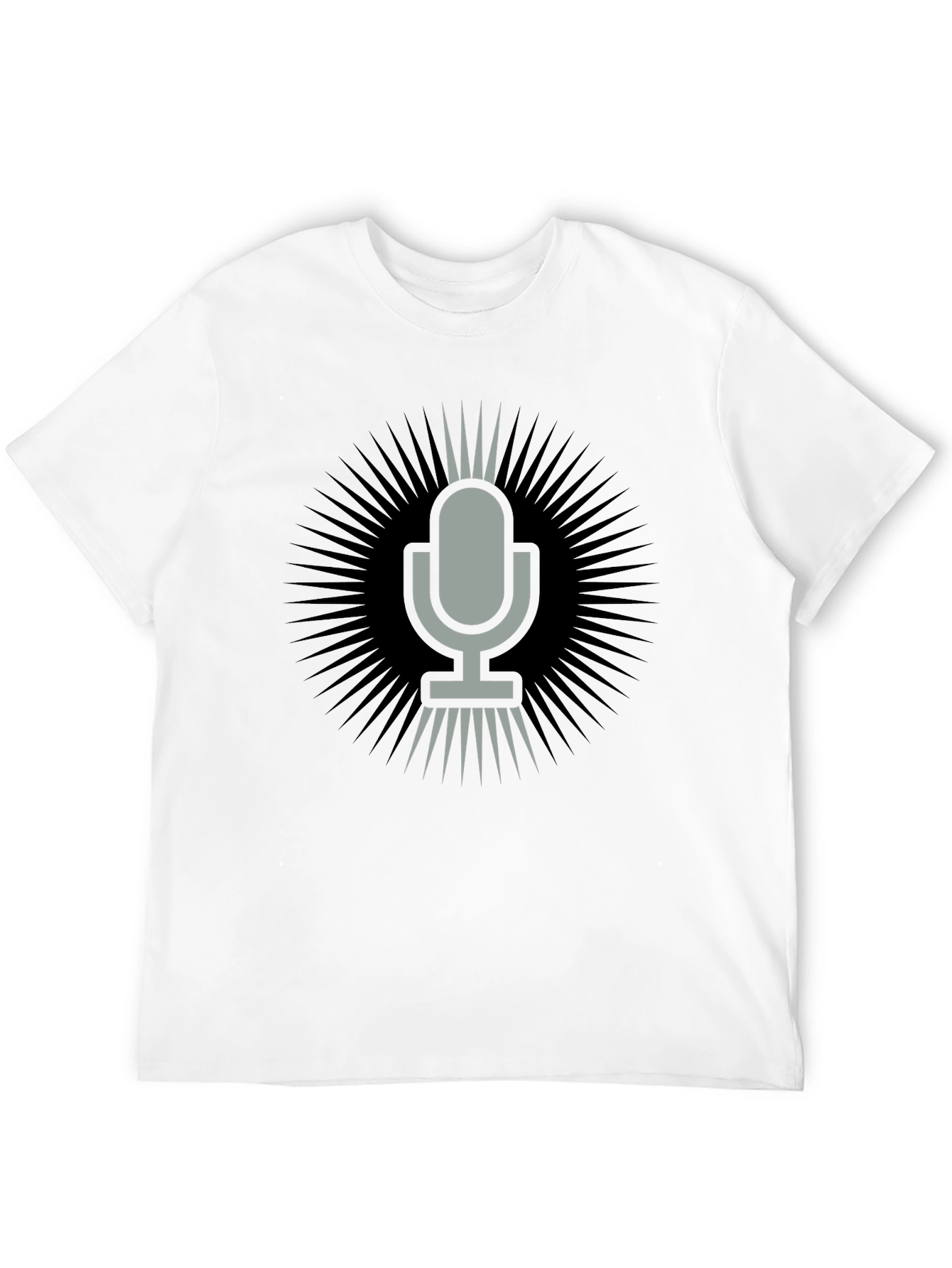 Retro Microphone Graphic Tee - Black