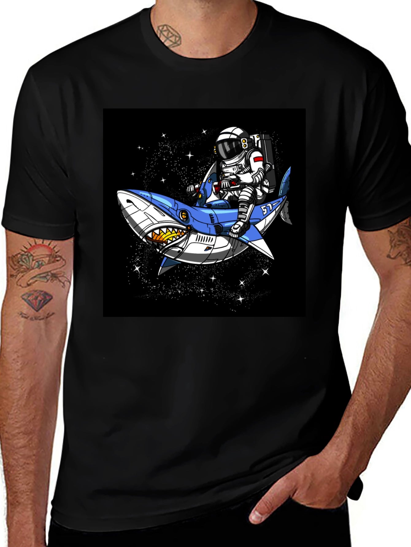 Astronaut Shark Ride T-Shirt
