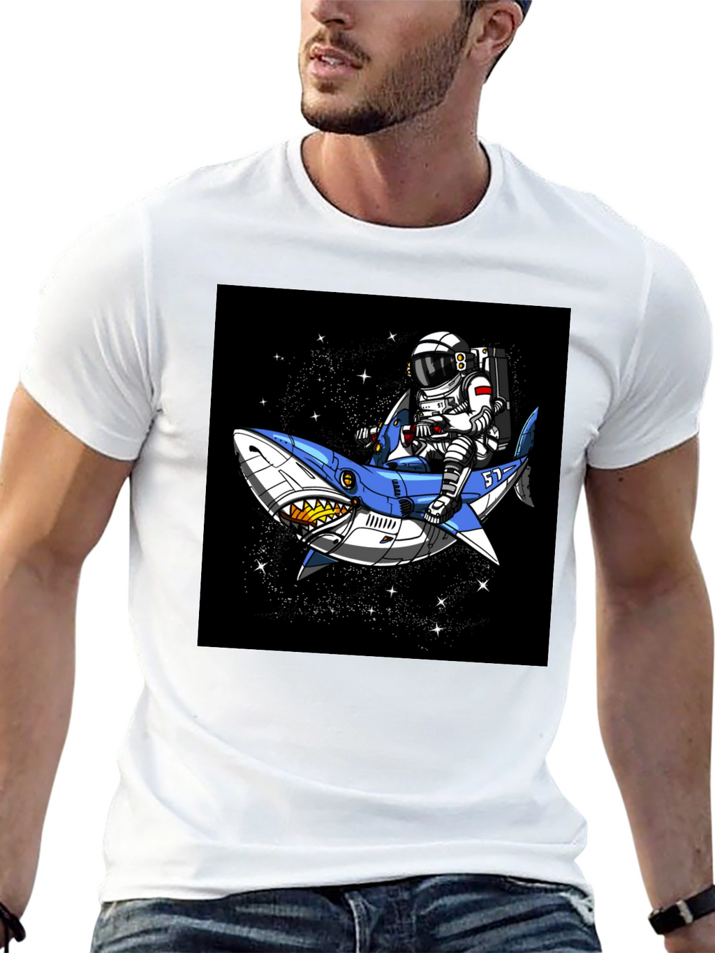 Astronaut Shark Ride T-Shirt