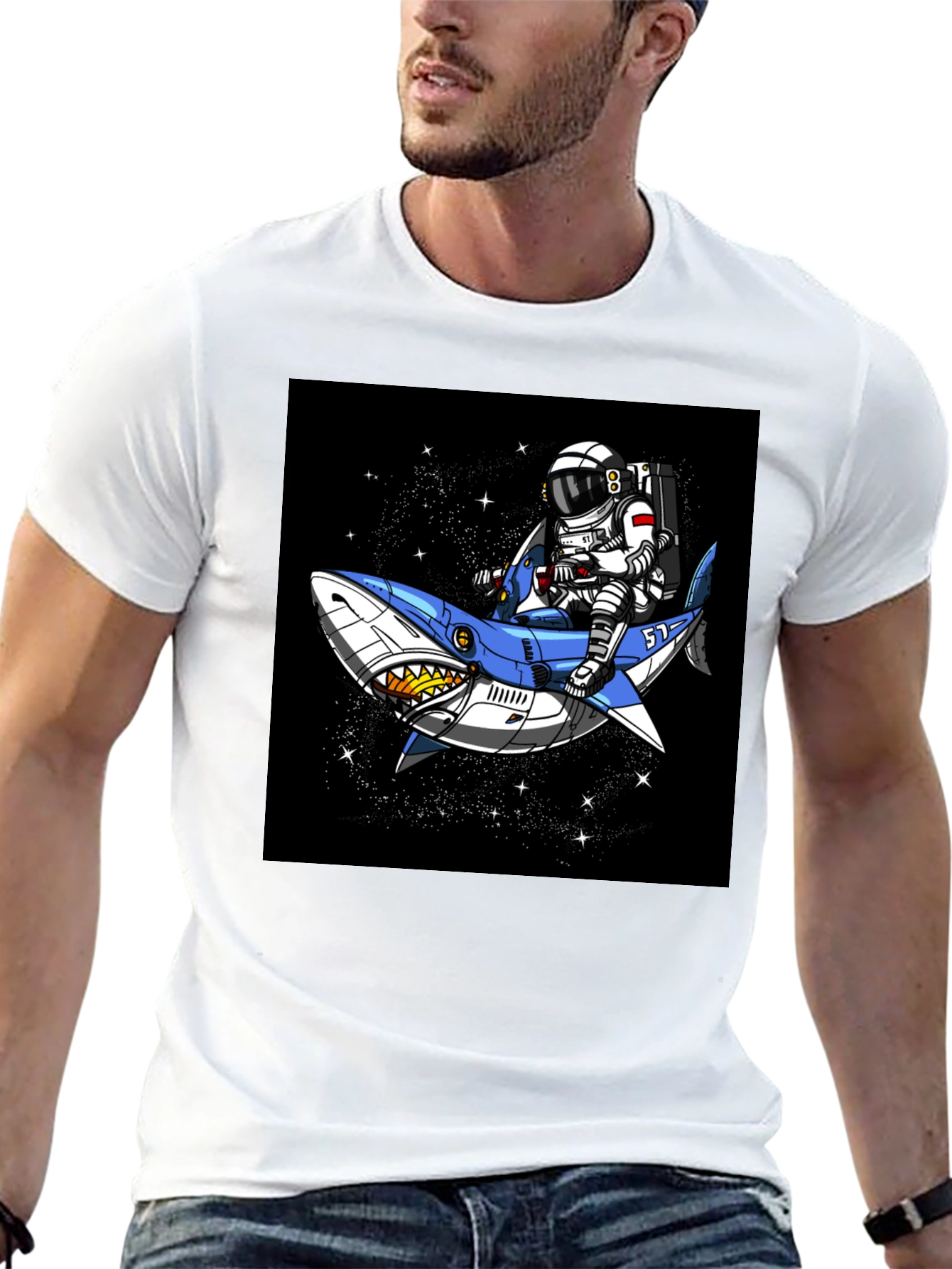 Astronaut Shark Ride T-Shirt