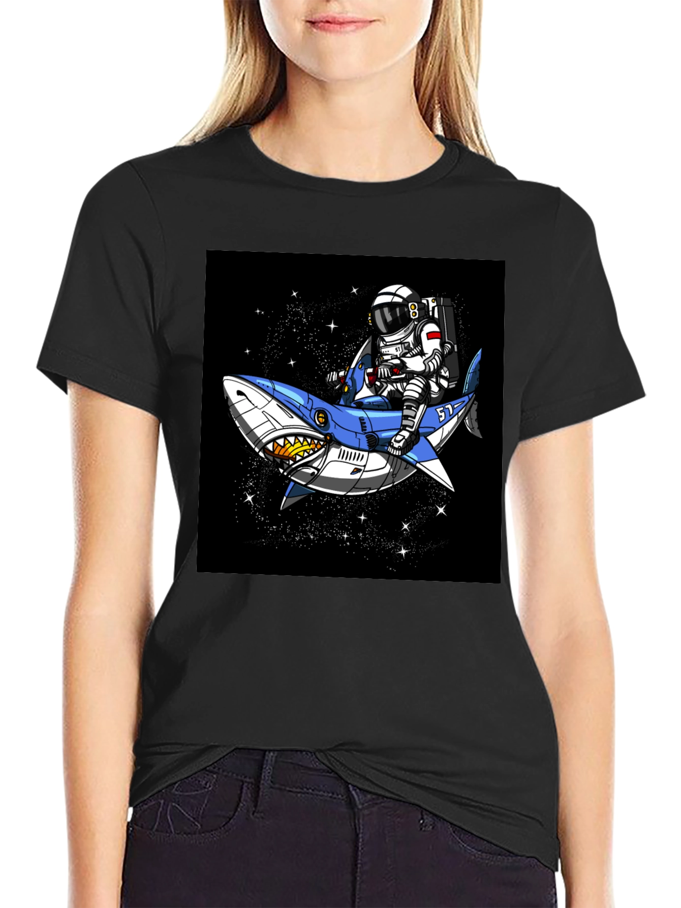 Astronaut Shark Ride T-Shirt