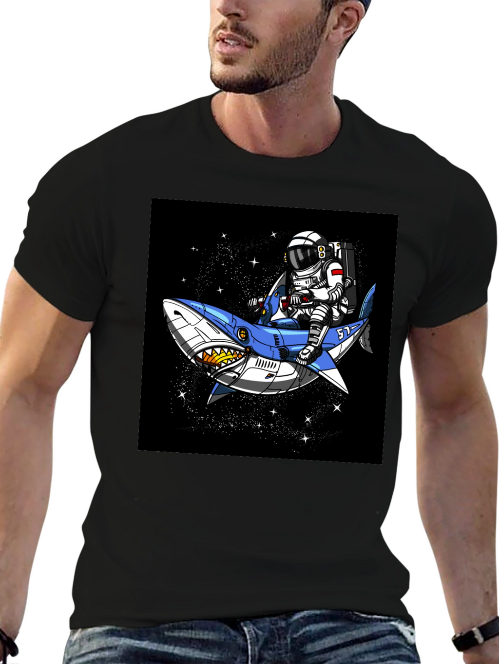 Astronaut Shark Ride T-Shirt