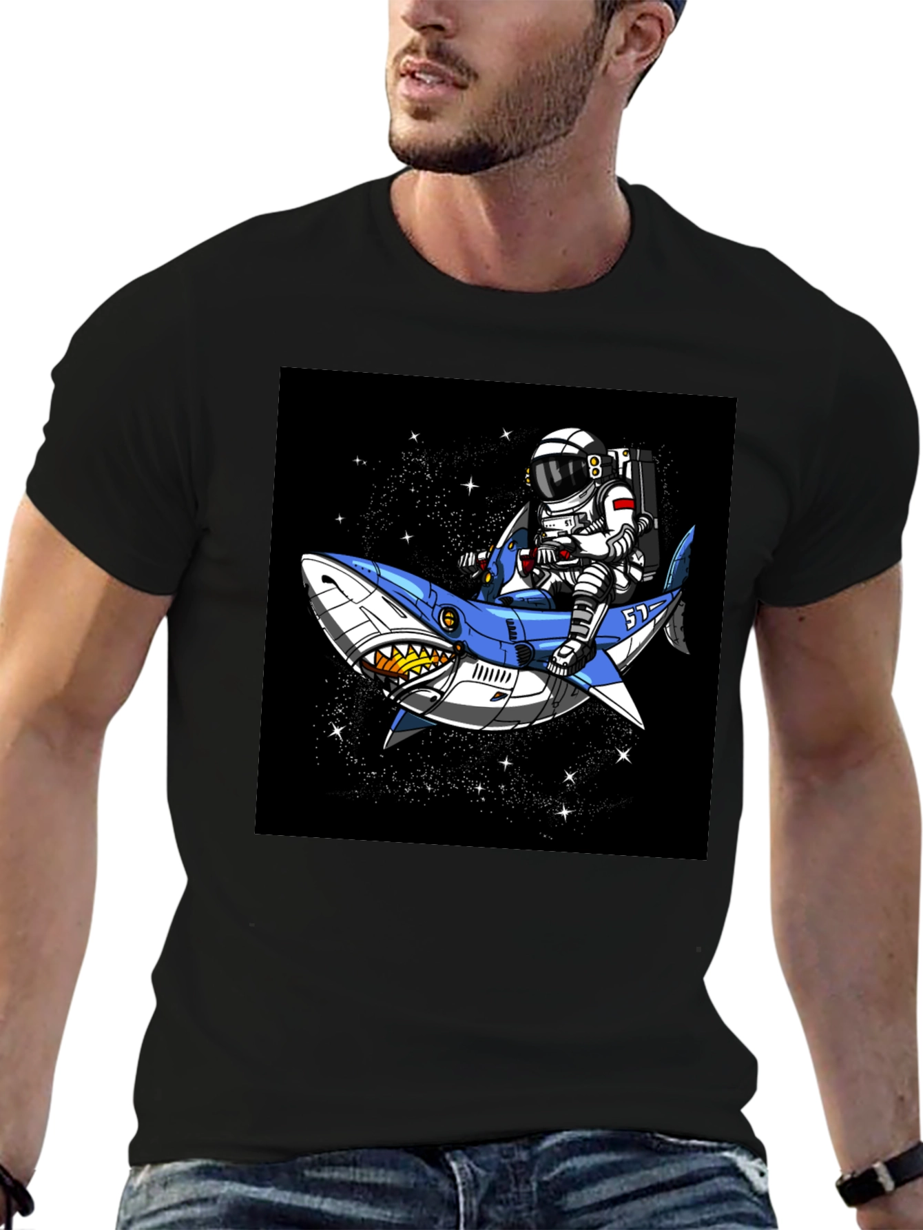 Astronaut Shark Ride T-Shirt