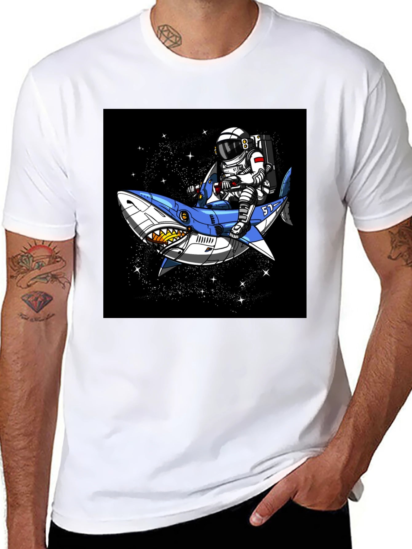 Astronaut Shark Ride T-Shirt