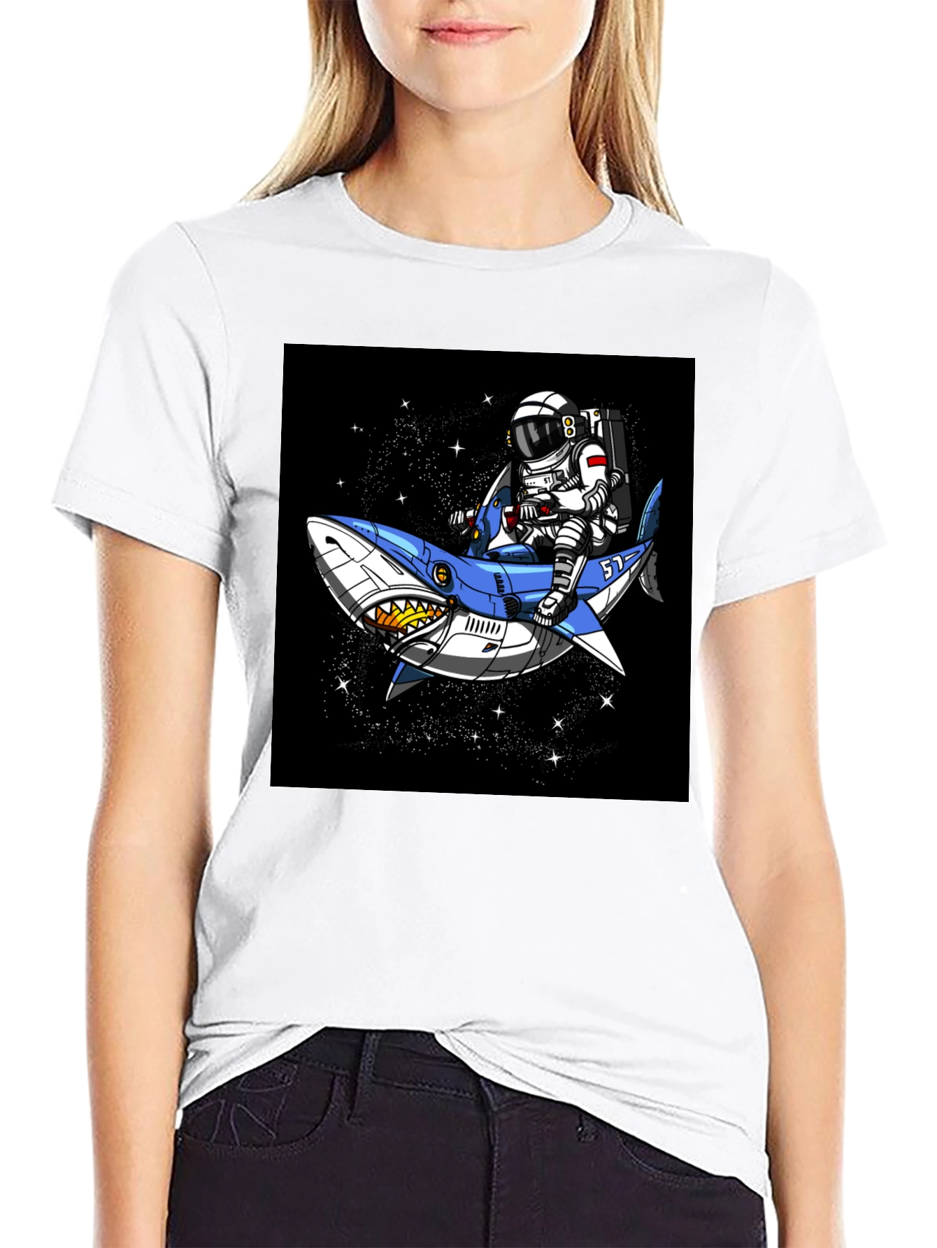 Astronaut Shark Ride T-Shirt