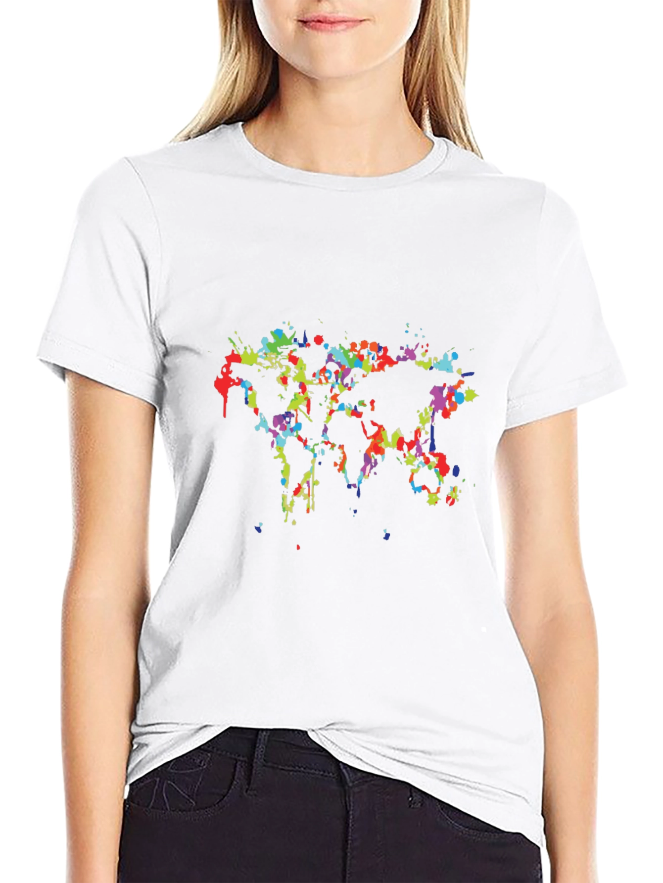 Abstract World Map Mens Black Graphic Tee