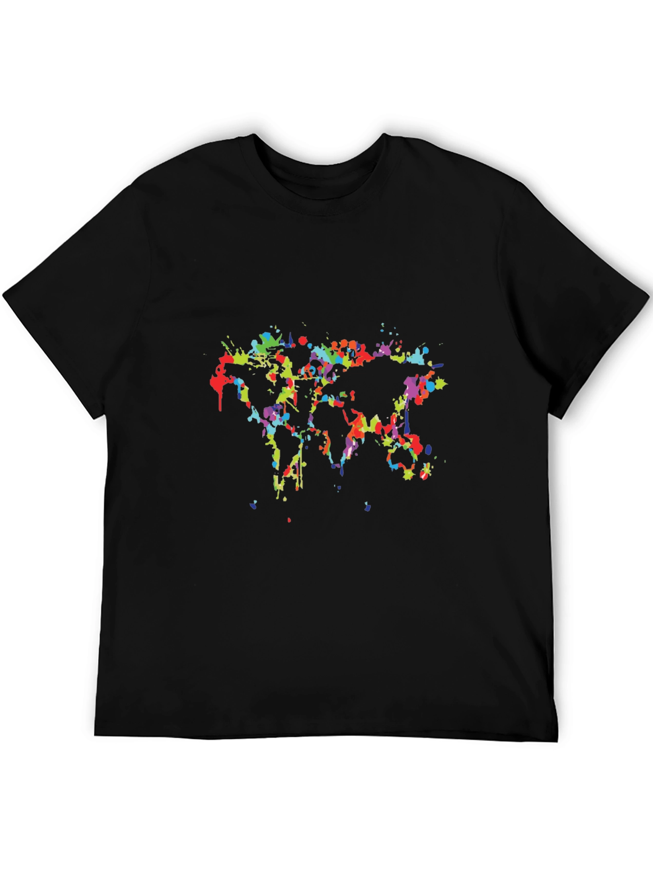 Abstract World Map Mens Black Graphic Tee