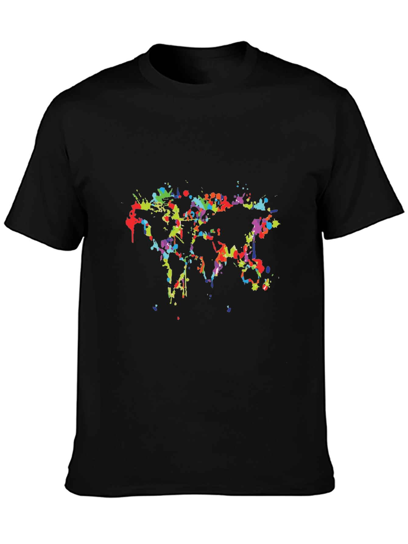 Abstract World Map Mens Black Graphic Tee