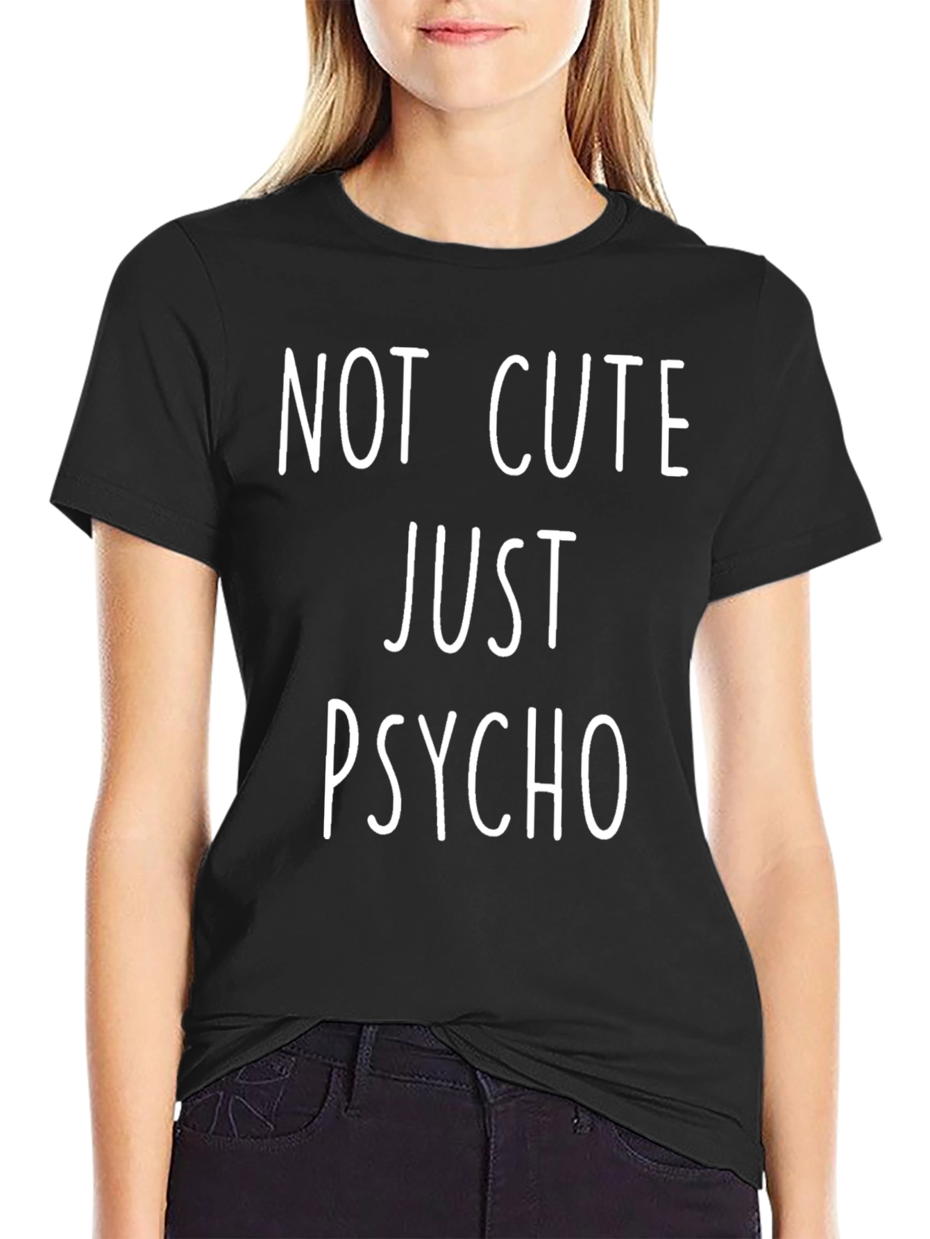 Not Cute Just Psycho Graphic Tee - Black