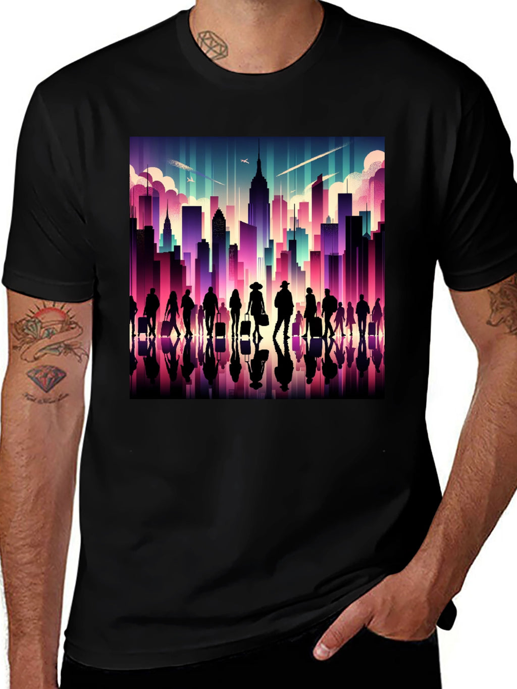 Cityscape Silhouette Graphic T-Shirt