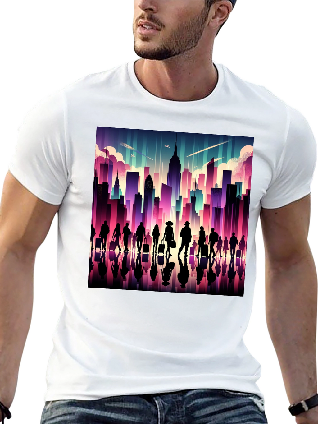 Cityscape Silhouette Graphic T-Shirt