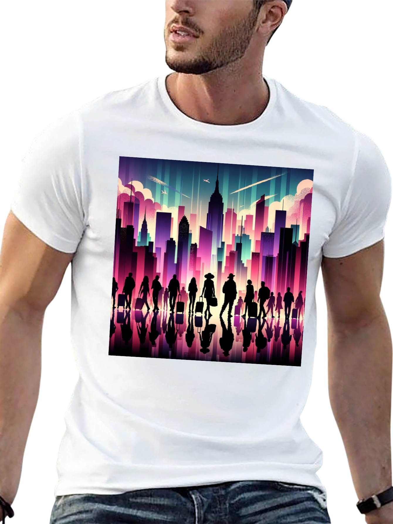 Cityscape Silhouette Graphic T-Shirt