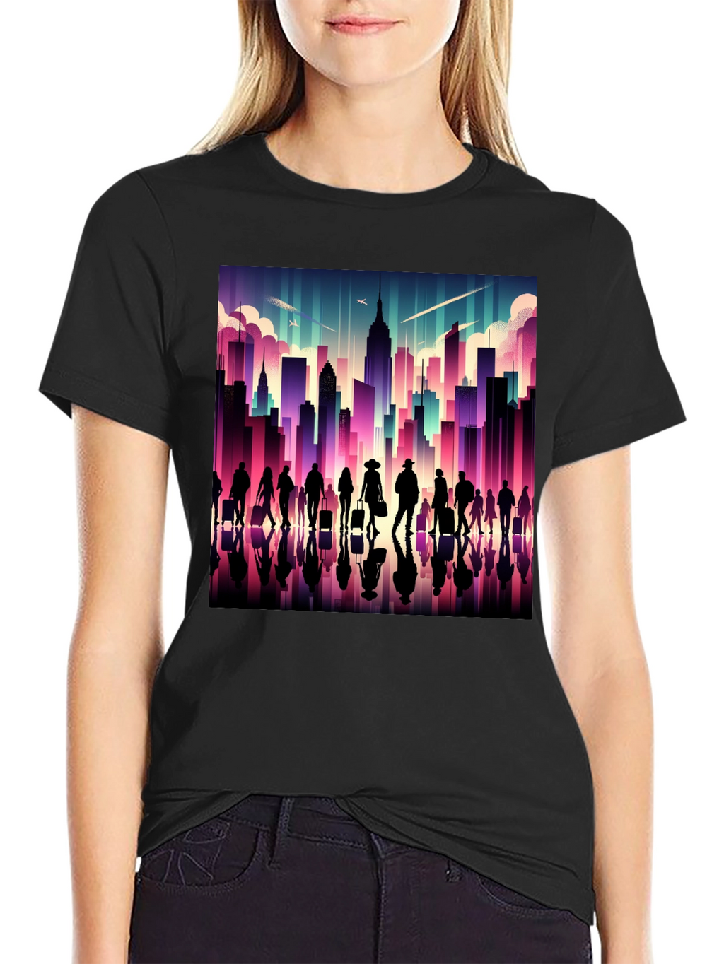 Cityscape Silhouette Graphic T-Shirt