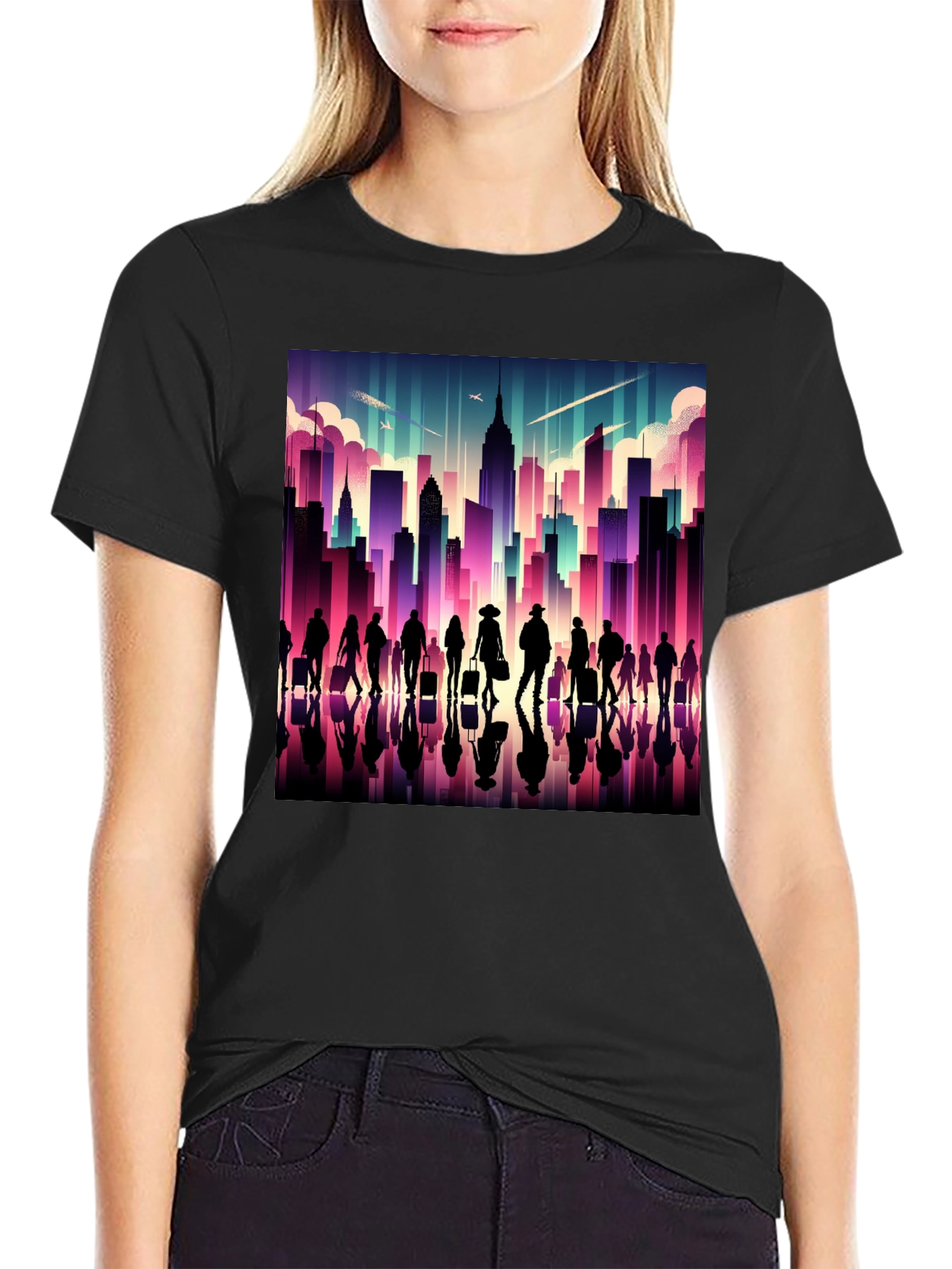 Cityscape Silhouette Graphic T-Shirt