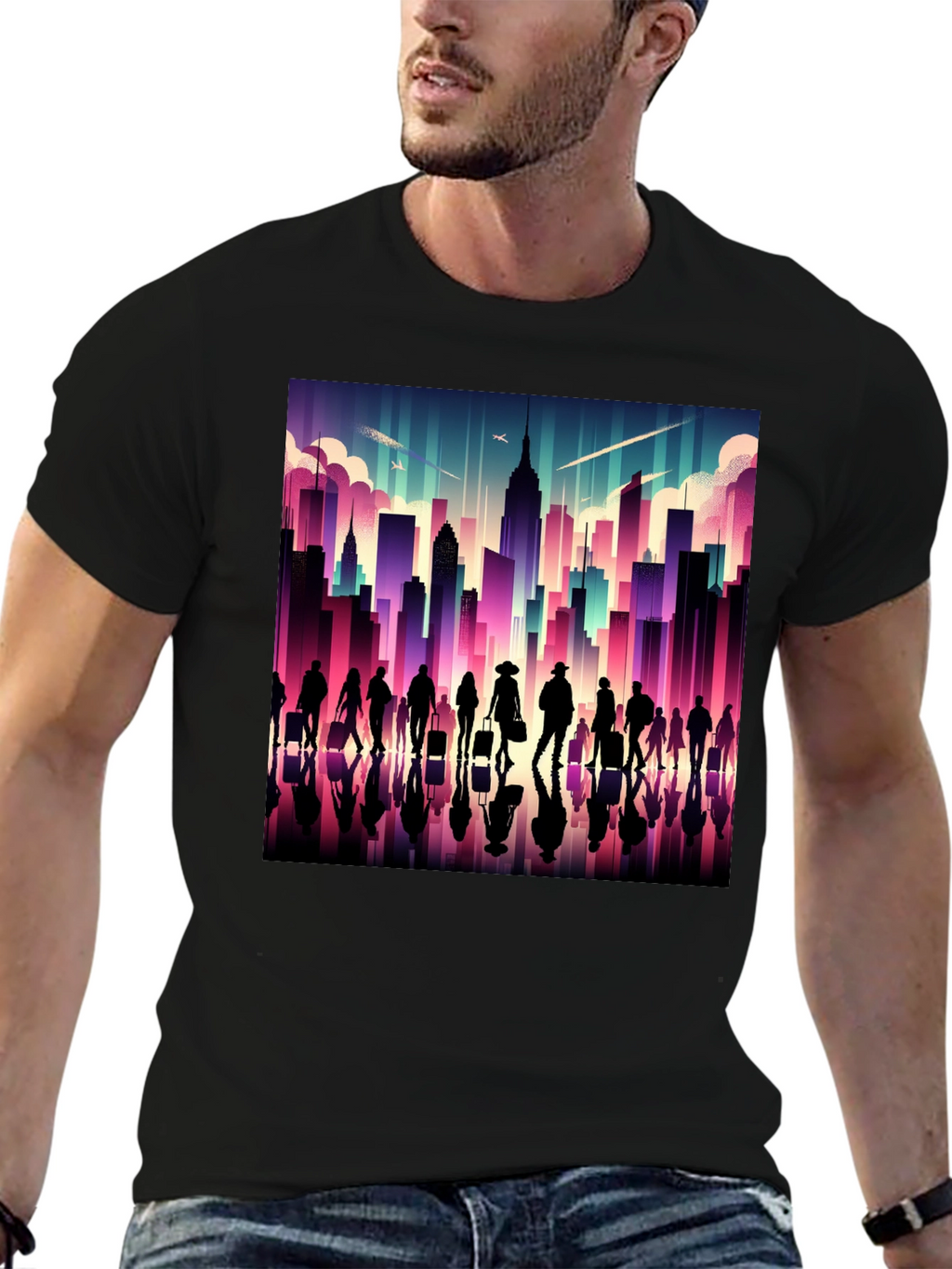 Cityscape Silhouette Graphic T-Shirt