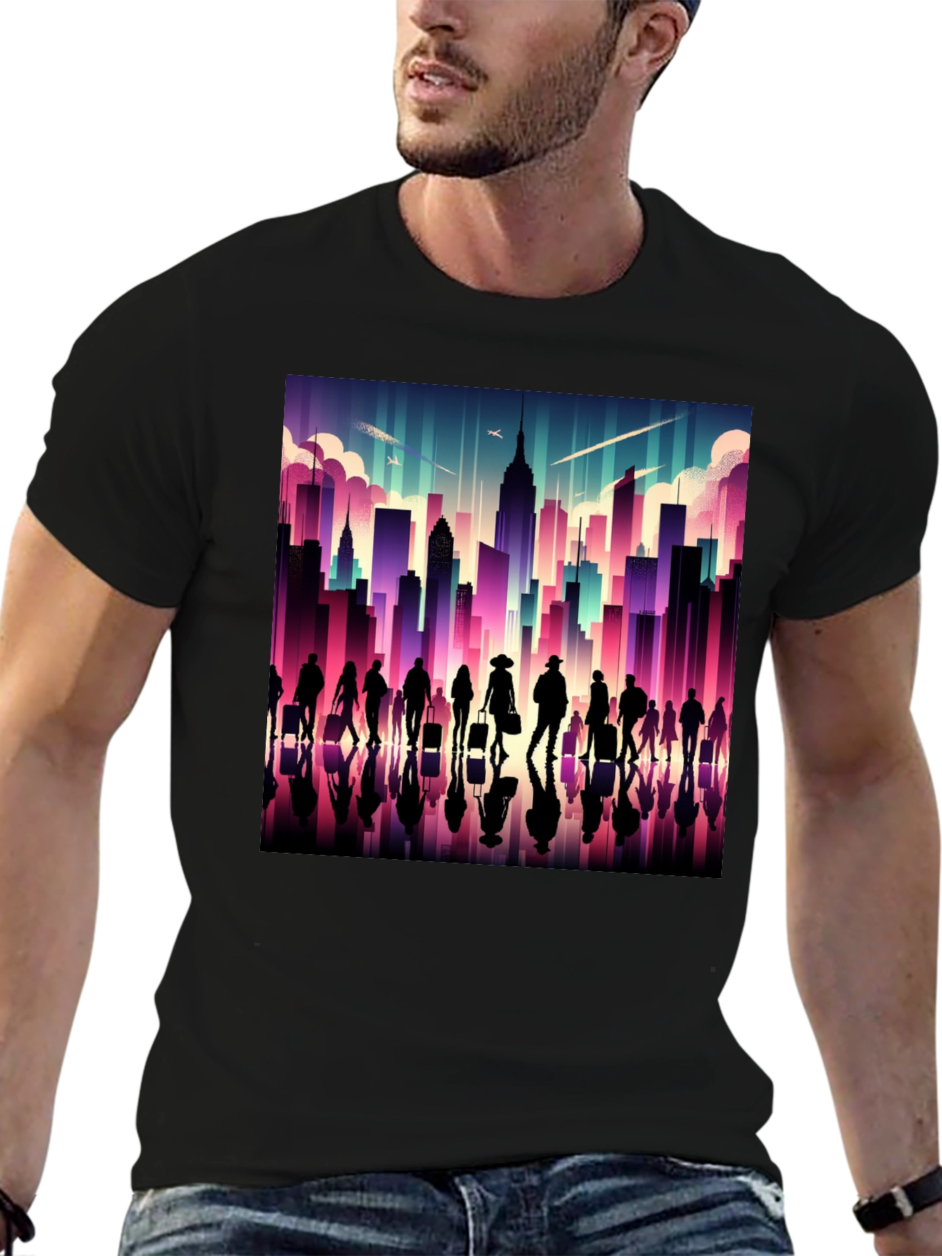 Cityscape Silhouette Graphic T-Shirt