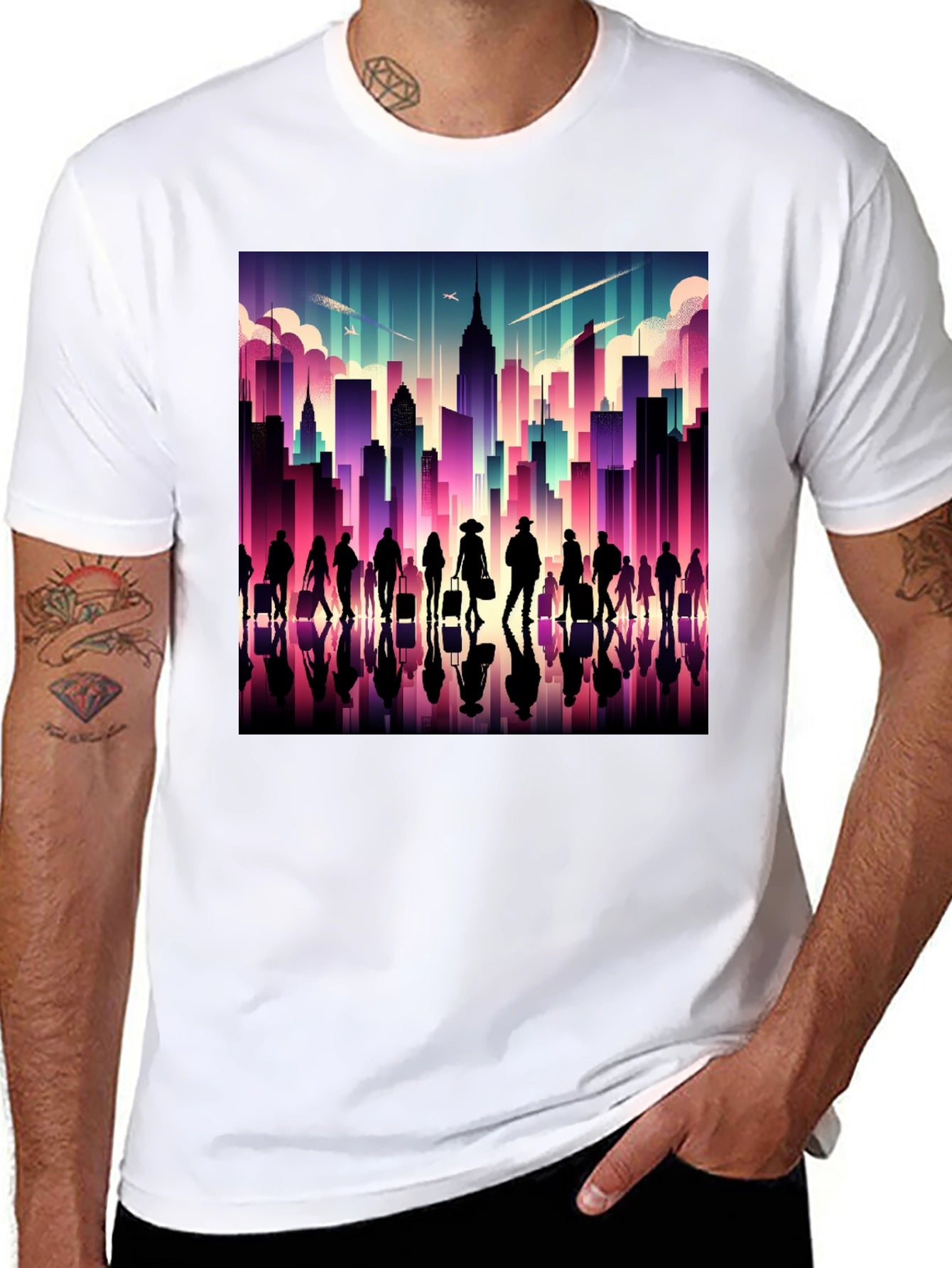 Cityscape Silhouette Graphic T-Shirt