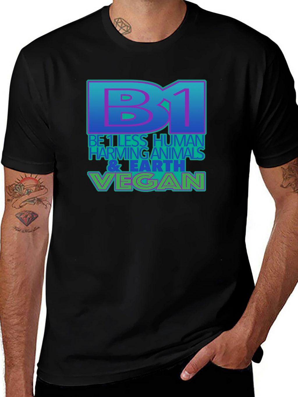 Be 1 Vegan T-Shirt - Black Eco-Friendly