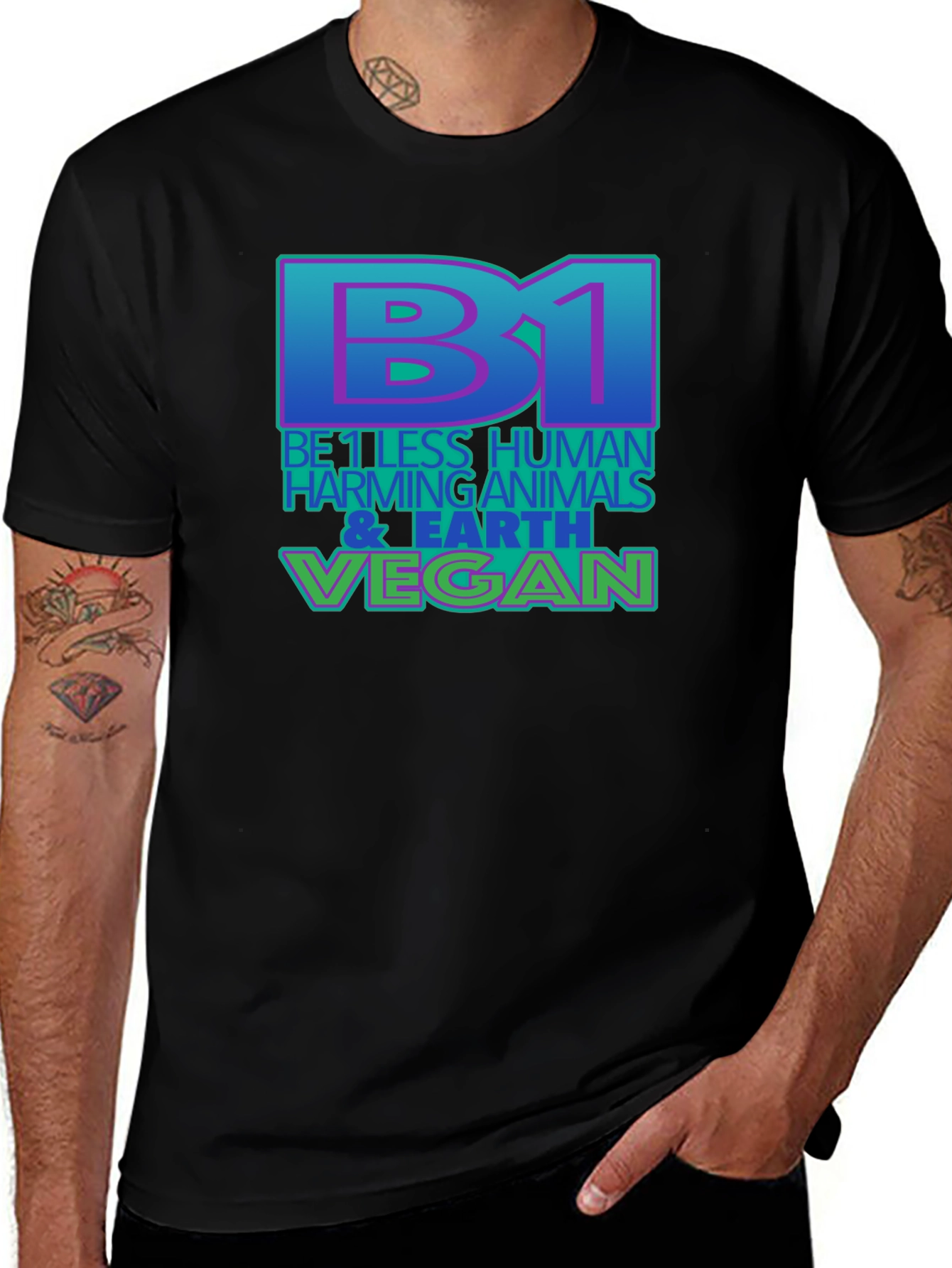 Be 1 Vegan T-Shirt - Black Eco-Friendly