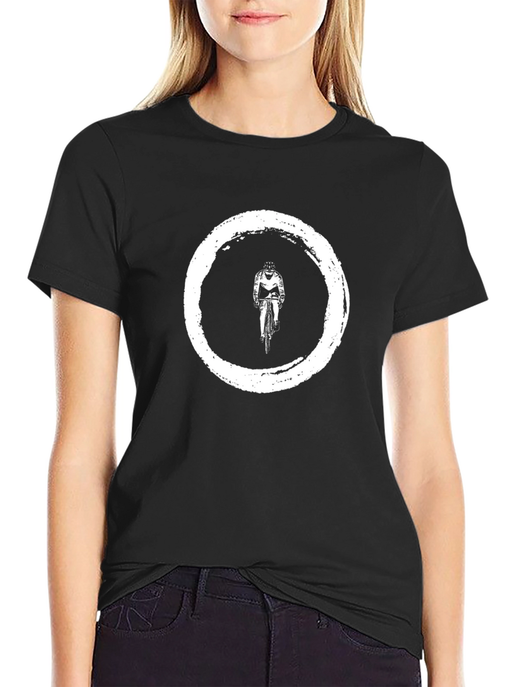 Cyclist Zen Circle Black T-Shirt