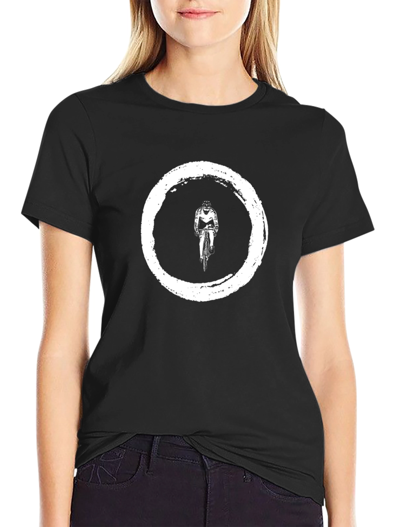 Cyclist Zen Circle Black T-Shirt